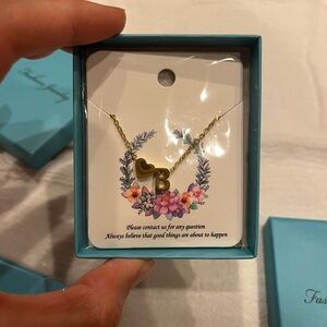 Gold B Initial Heart Necklace